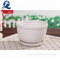 Set of 3 Ceramic Embossed Flowerpot